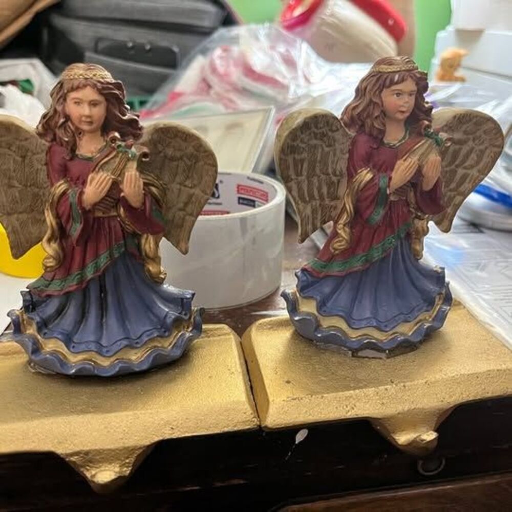 Pair of Angel Christmas Stocking Holders